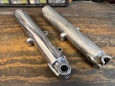 fork sliders before and after polishing